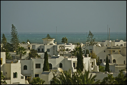 ocean africa travel blue houses sea sky white tourism lens photography hotel coast town mediterranean minolta tunisia balcony horizon north photojournalism east beercan af northern sousse roomwithaview susa 70210mm gulfofhammamet analeesmith sonyslta33