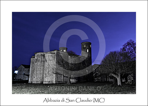 Abbazia di San Claudio (MC) 13824 by Danilo Antonini (Pescarese), blue sunset italy white black tree tourism church abbey night blackwhite twilight san italia tramont