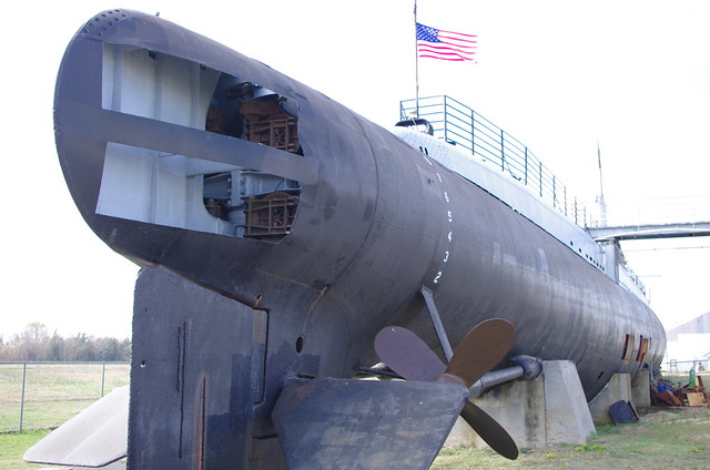Stern USS Drum (SS-228) Gato-class submarine Mobile Alabama USA