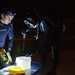 University of Hawaii at Manoa Assistant Research Professor Angel Yanagihara and undergraduate research student Nick Sinclair collect box jellyfish specimen in Waikiki. Photo credit: University of Hawaii