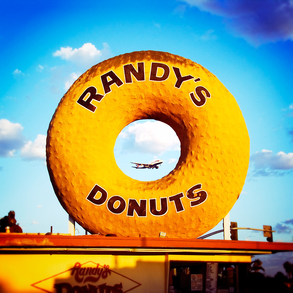 randy's donuts with boeing 747. inglewood, ca. 2006.