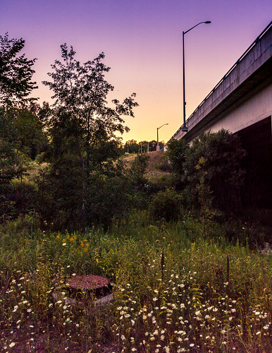 bridge landscape outside nature field sunset sky colours flowers barrie