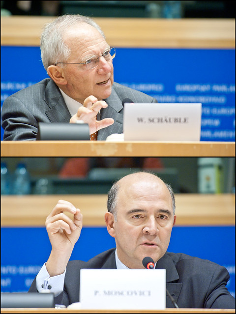 Wolfgang Schäuble and Pierre Moscovici each take the floor