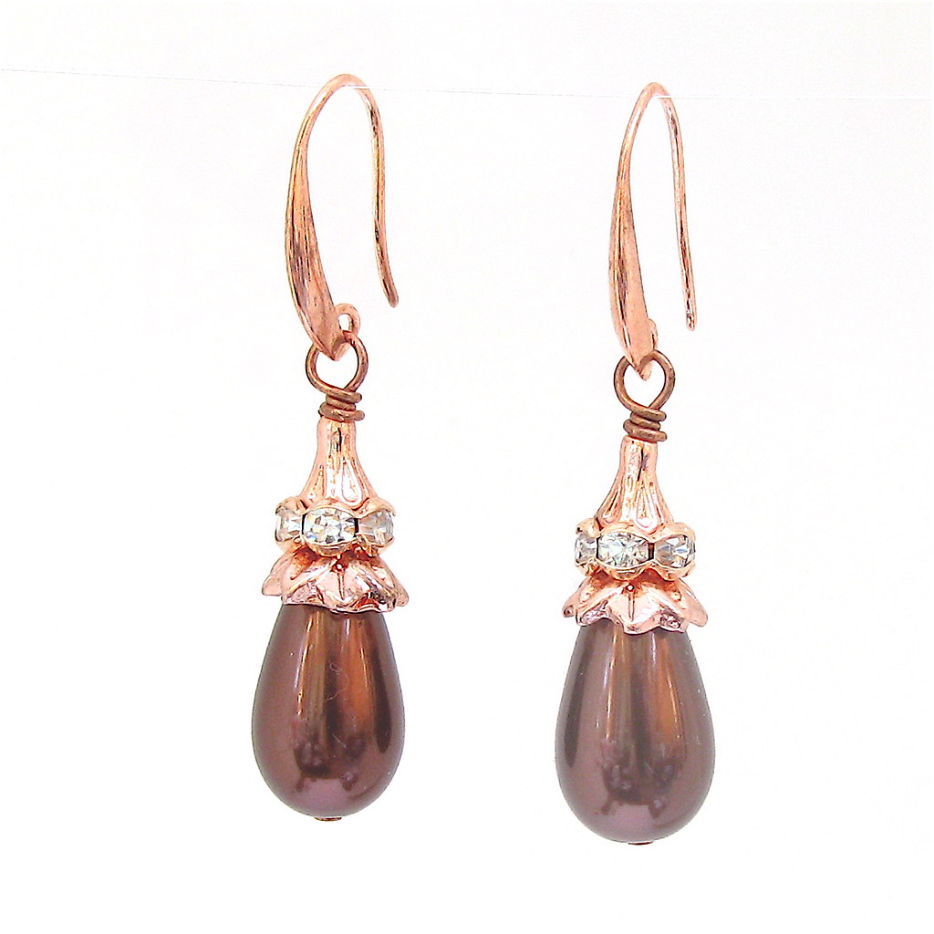 Chocolate Pearl Earrings | 18k rose gold plated findings, Sw… | Flickr