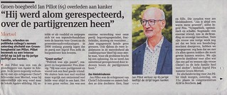 Overlijdensbericht Jan Pillot in Gazet Van Antwerpen 29/07/2016. | by atog