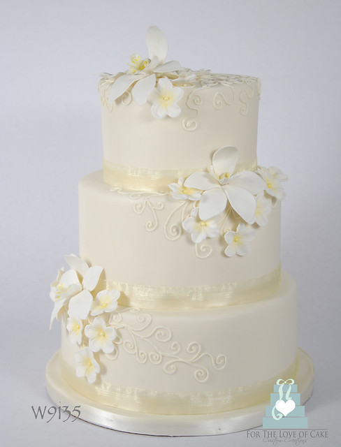 W9135 3 tier ivory orchid wedding cake toronto