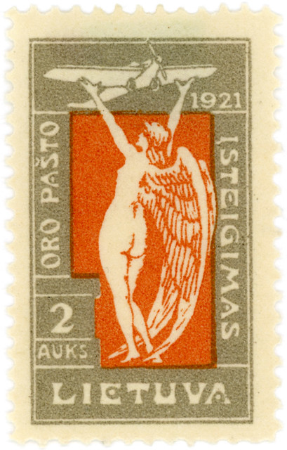 Lithuania postage stamp: Allegory-of Flight