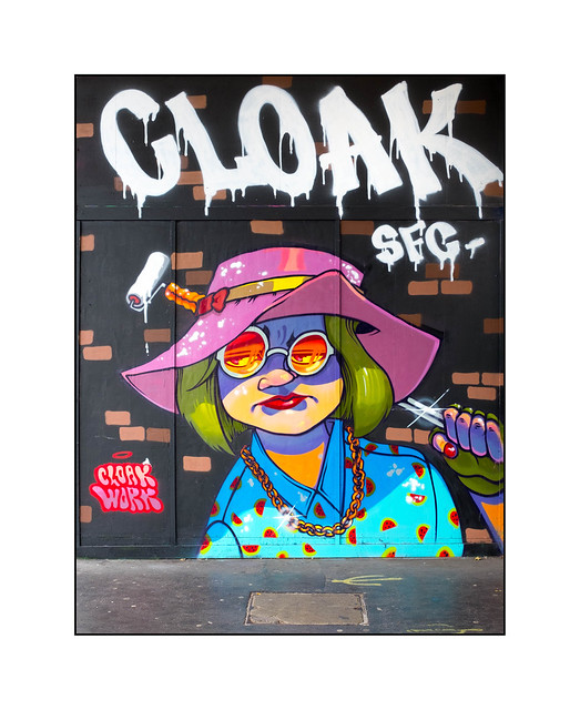 Graffiti (Cloak Work), South London, England.