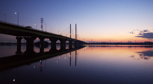 bridge sunset cloud color reflection water japan lumix bluesky saitama toda m43 gettyimagesjapan12q4