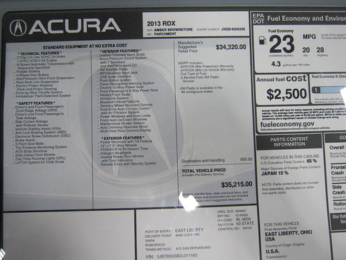 2003 ACURA RDX WINDOW STICKER = $34,320 | For a larger image… | Flickr