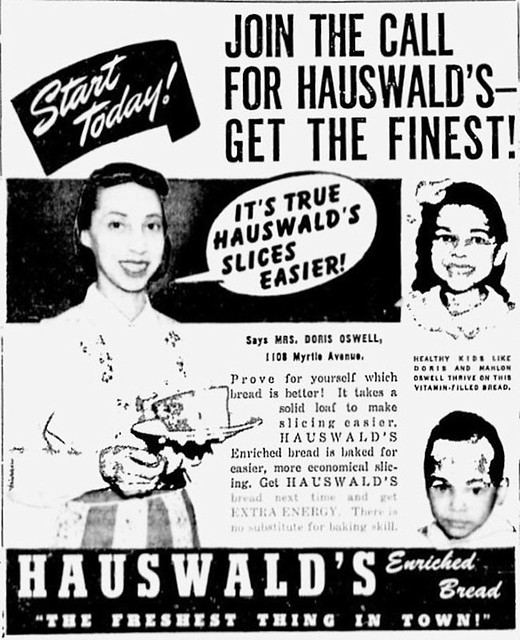 Vintage Advertisement for Hauswald's Enriched Bread - Baltimore Afro American News January 9, 1943