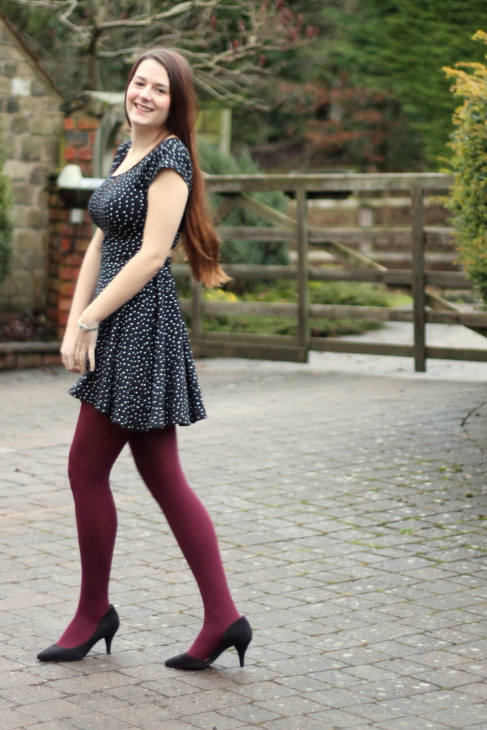 Starry Chicwish dress, burgundy tights, ASOS black heels | Flickr
