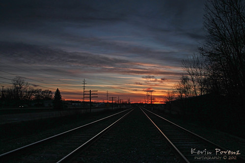 railroad sunset reflection clouds kevin december tracks 2012 hudsonville povenz