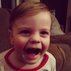 Curious George gets a belly laugh! #cuttingnailsstrategy #17months #projectmomma