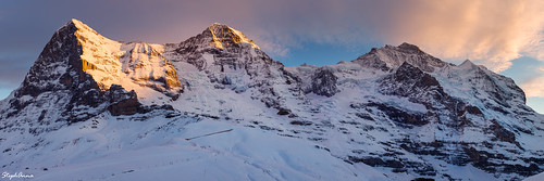 sunset panorama mountain snow mountains alps landscape switzerland alpine 31 eiger jungfrau mönch berneroberland kleinescheidegg stephanna