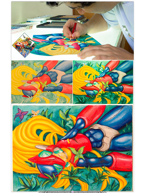Proceso Ilustracion Tradicional / Acuarela y Lápices de Colores / Basado en Megaman Zero Art de Capcom / Tributo a Megaman Zero