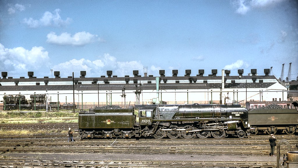 92220 Evening Star at Cardiff East Dock Shed July 1964 by John Wiltshire