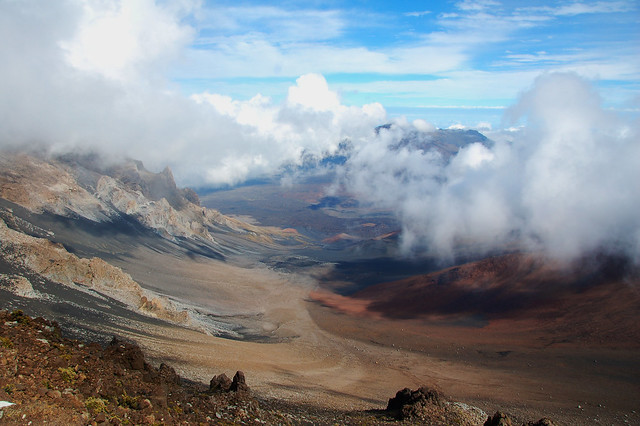 Haleakalā Crater in clouds, Maui Hawaii