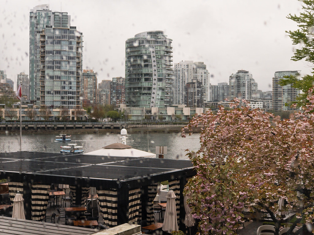 rainy view from Granville Island Hotel