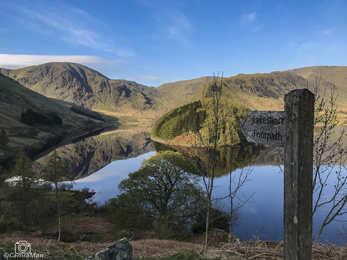 haweswater reservoir sign iphone cumbria smallwater reflections calm trees mountains lakedistrict lakes ©davidliddle ©camraman