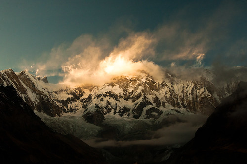 nepal sunset mountain clouds trekking evening december hiking annapurnabasecamp abctrek annapurna1 annapurnaone