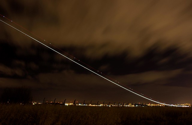 Night takeoff at Glasgow airport