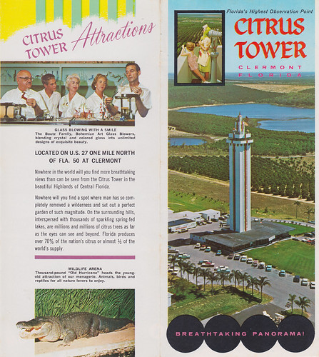 florida sightseeing alligator tourist 1950s brochure clermont 1952 citrustower