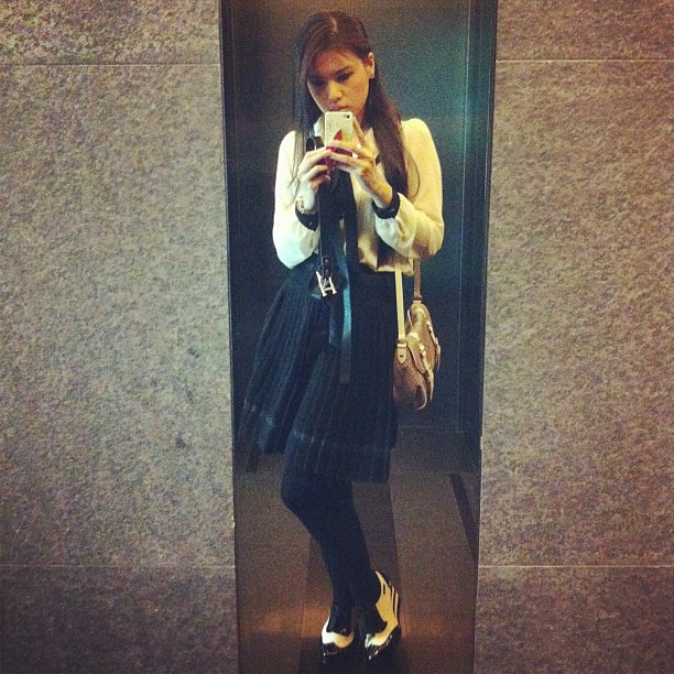 Ootd. Top from #japan. Skirt from #taiwan. Stockings from …