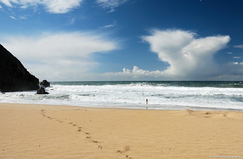 ocean california seascape beach clouds landscape sand waves footprints pacifica idyllic cumulonimbus