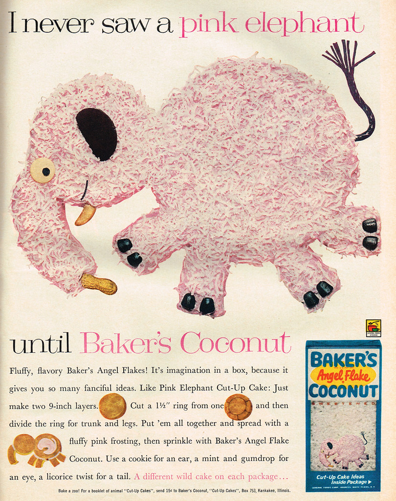 Vintage Ad #2,203: Seeing Pink Elephants with Baker's Coconut