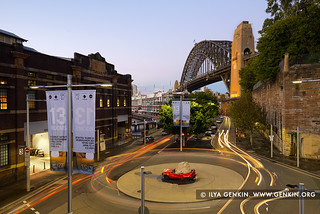 Sydney Harbour Bridge at Dusk from Finger Wharf, Sydney, New South Wales (NSW), Australia