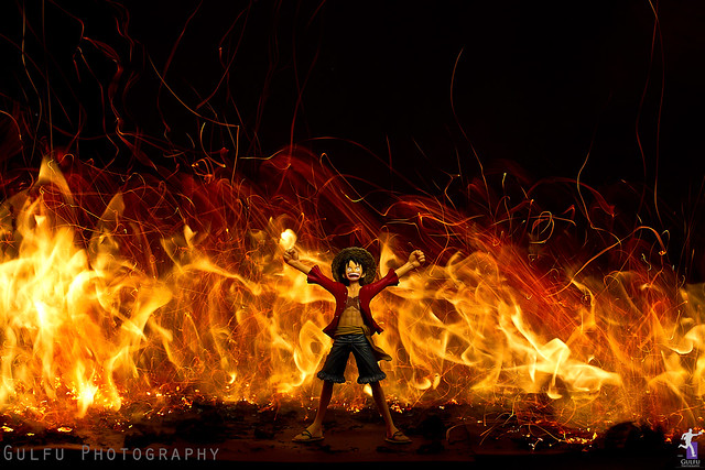 Monkey D. Luffy on fire