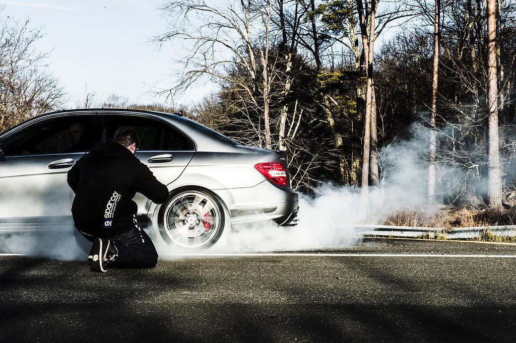 burn baby burn! what a trip that was. the first big one for @mercedesbenz with @marioroman_pictures @andrewlink @photojoseph @rvt3 #burnout #c63 #🚗💨 #🚀 # #precisiondriving #silverarrow #🙌 #📷 #amg funny how I've neve