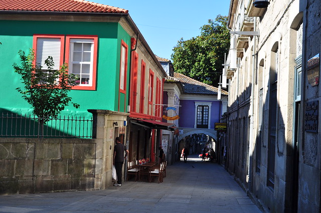 Dans les rues de la vieille ville, Pontevedra, Galice, Espagne.