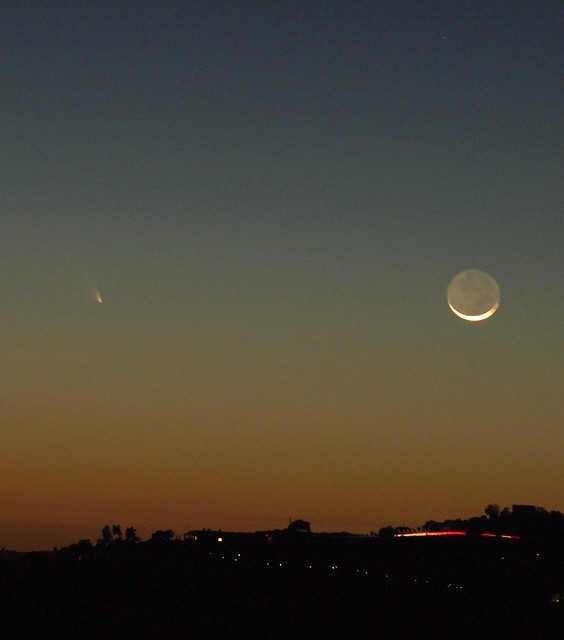 Comet PanStarrs and Moon from Old San Marcos Pass road