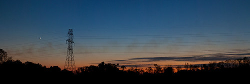 blue sunset sky panorama moon silhouette electric twilight haze smoke pylon moonrise electricity