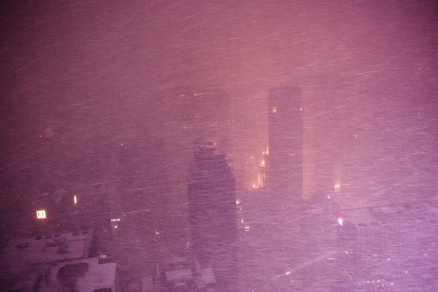Manhattan during Nemo, as seen from Top of the Rock 67th floor
