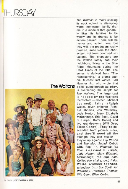 The Waltons from the 1973 TV Guide Fall Preview issue