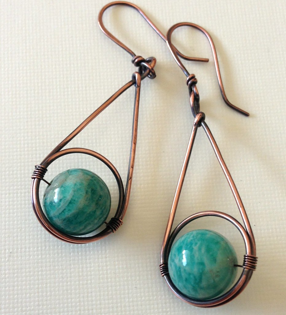 Copper earrings with amazonite beads | Aniko Sandor | Flickr