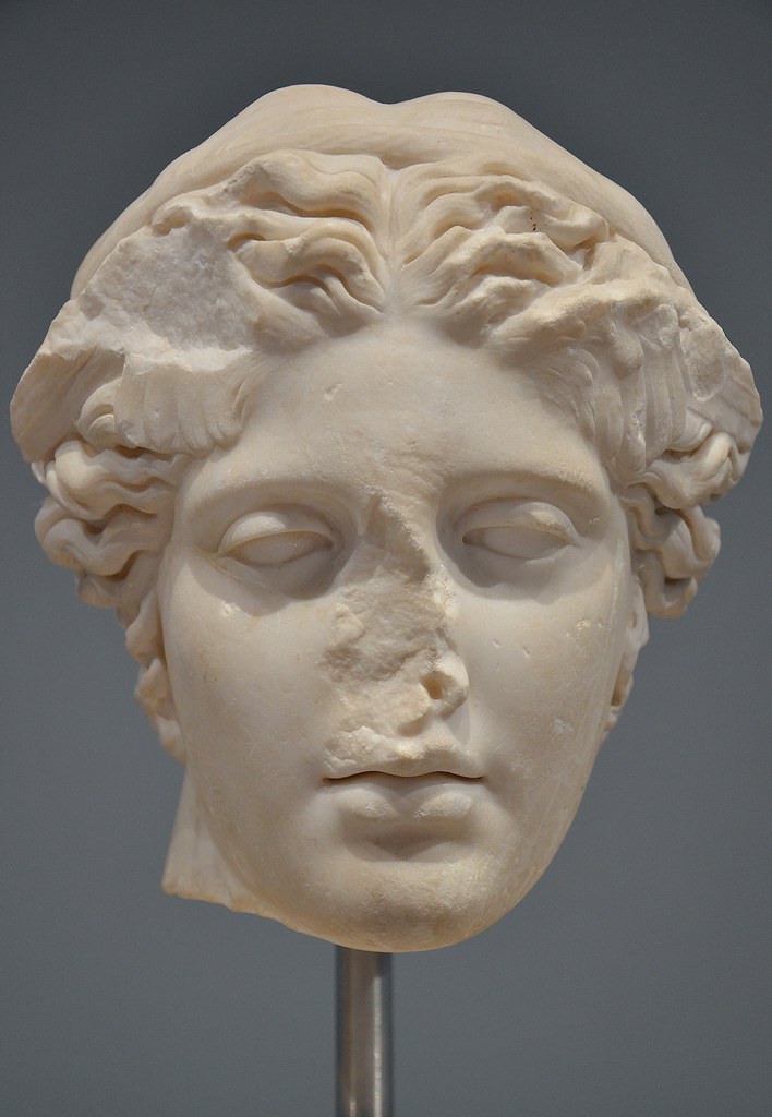 Marble head of Hypnos, god of sleep, 117-138 AD, found inside the Cryptiporticus from the entrance of the Piazza d'Oro at Hadrian's Villa, Palazzo Massimo alle Terme, Rome
