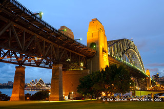 Sydney Harbour Bridge at Twilight from Bradfield Park, Sydney, New South Wales (NSW), Australia