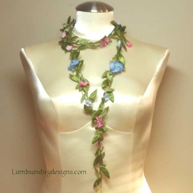 Ribbonwork Lariat Necklace