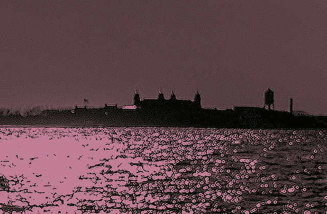 NY Harbor At Dusk (impressionistic effect caused by light reflecting on water)