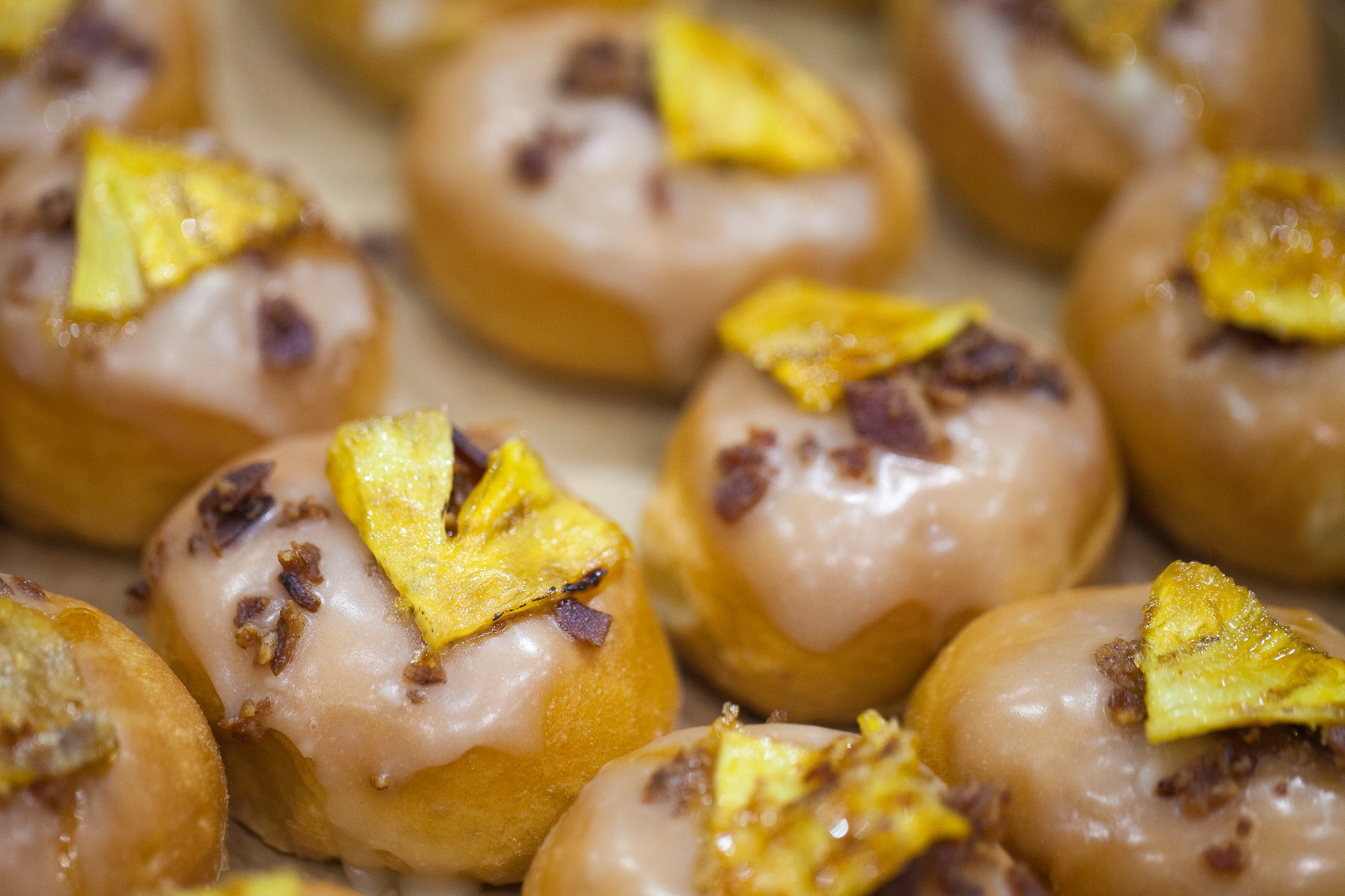 maple glazed pineapple and bacon donuts - Firecakes - Baconfest 2013.jpg