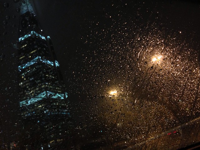 Riyadh rain front of Al Faisaliah tower