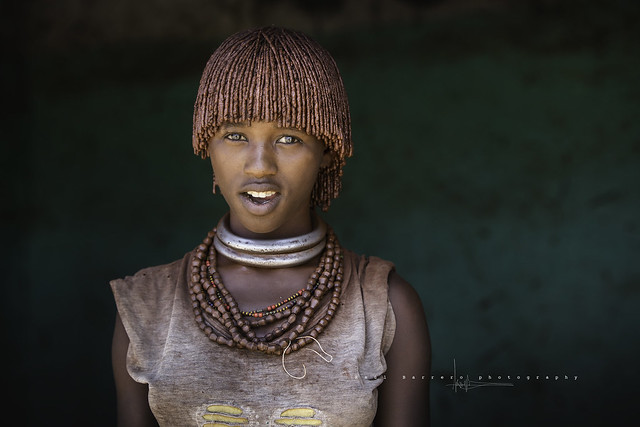 Beautiful Hamer girl in Turmi. Omo Valley, Ethiopia.