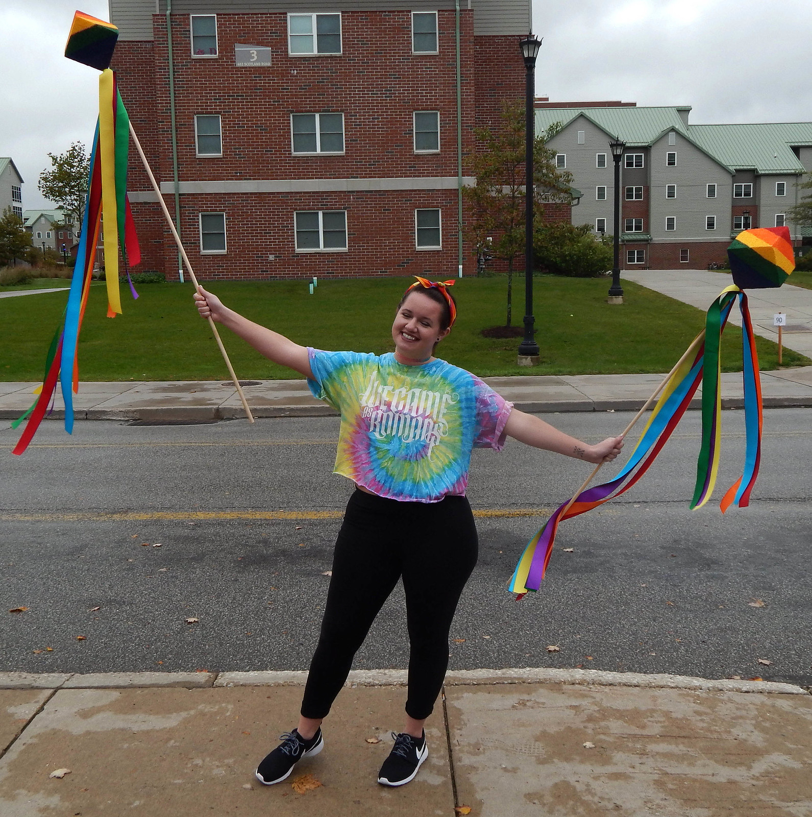 Edinboro student with Pride decorations