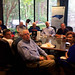 Steve Wood, Warner Hall, Frank Bouknight, Howie Feldman, Boyd Bennett, Greg Brissette, Phyllis Harris, Ed Smallwood, Grant Walker, Linda Brooks and Jay Williams (behind the camera) attended lunch at Curtis Stevens's office at the Moore and Johnson Insurance Agency.Photo credit: Jay Williams