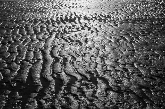 Sand and water (B&W)