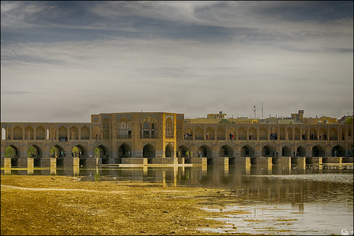 bridge khaju iran persia river reflex old arch architecture arc ایران اصفهان پل خاجو رود hdr landscape panorama view